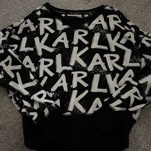 Karl Lagerfeld Black and White Sweater Small